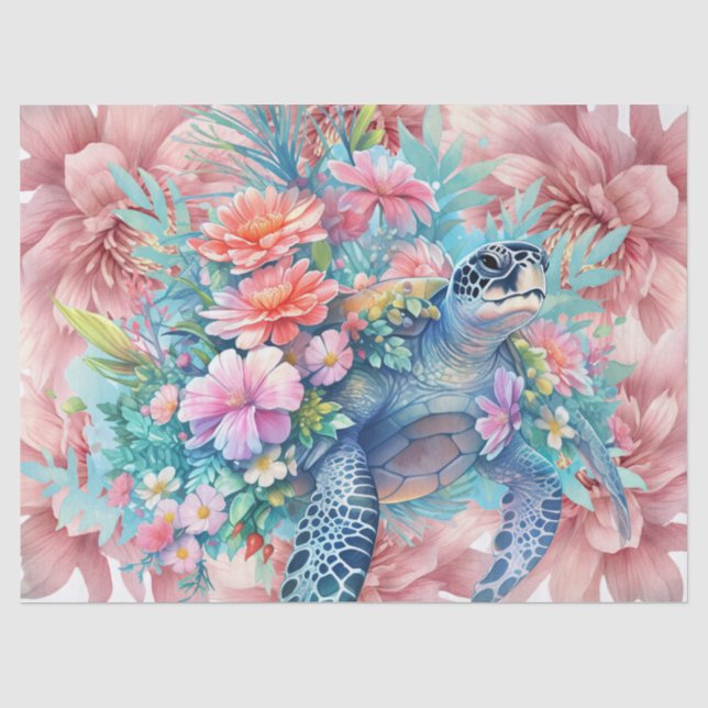 Florenmeerschildkröten und rosa Blume Seidenpapier (Vorderseite)