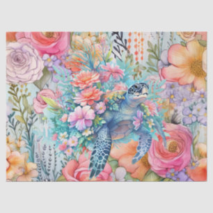 Florenmeerschildkröten und rosa Blume Seidenpapier