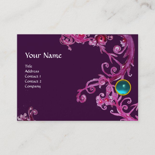 FLORENTINE BAROQUE MONOGRAM GEM blau lila rot Visitenkarte (Vorderseite)