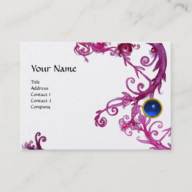 FLORENTINE BAROQUE MONOGRAM GEM blau rosa Platin Visitenkarte (Vorderseite)