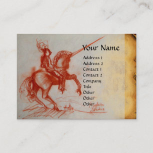 FLORENTINE KNIGHT AUF HORSEBACK Monogramm Creme Visitenkarte