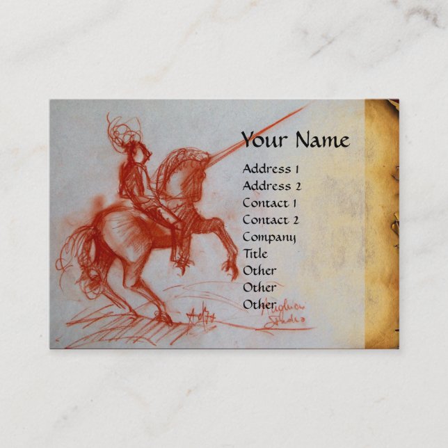 FLORENTINE KNIGHT AUF HORSEBACK Monogramm Platin Visitenkarte (Vorderseite)