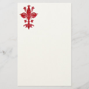 FLORENTINE RED LILY / FLEUR DE LISE ,White Felt Briefpapier