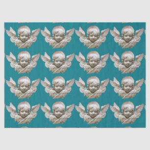 FLORENTINE RENAISSANCE ANGEL Aquamarin Blue Christ Seidenpapier