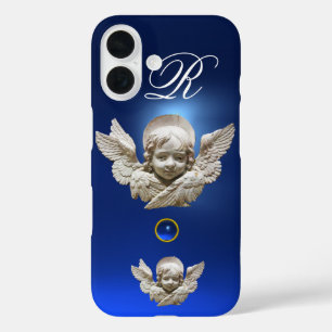 FLORENTINE RENAISSANCE ANGEL Blue Gem Monogramm iPhone 16 Hülle