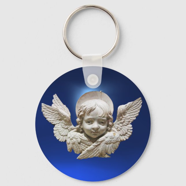 FLORENTINE RENAISSANCE ANGEL ,Blue Sapphire Gem Schlüsselanhänger (Vorderseite)