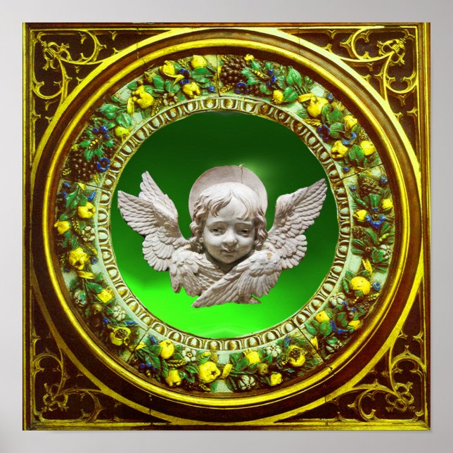 FLORENTINE RENAISSANCE ANGEL GREEN FLORAL CROWN POSTER (Vorne)