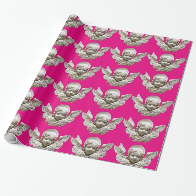 FLORENTINE RENAISSANCE ANGEL Pink Fuchsia Geschenkpapier (Ungerollt)