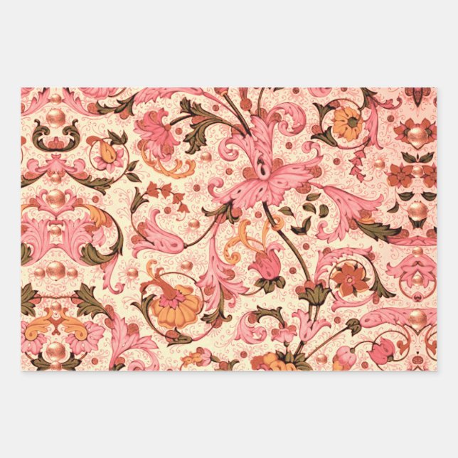 FLORENTINE RENAISSANCE BLAUE WIRBEL, BLUME GESCHENKPAPIER SET (Vorderseite 2)