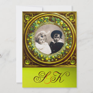 FLORENTINE RENAISSANCE OBST DAMASK MONOGRAMM EINLADUNG