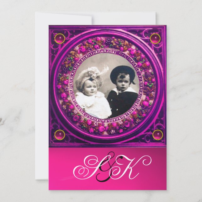 FLORENTINE RENAISSANCE OBST DAMASK MONOGRAMM EINLADUNG (Vorderseite)