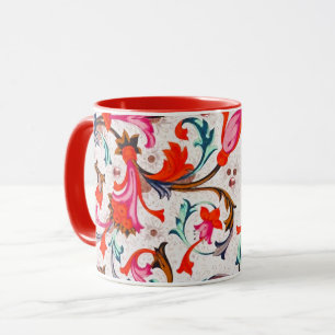 FLORENTINE RENAISSANCE RED FLORAL WIRBEL, BLUME TASSE