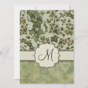 Florentiner Wasserfarben-Efeu mit Monogramm Einladung