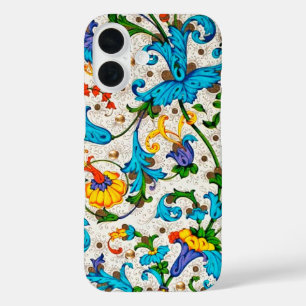 FLORENTINISCHE RENAISSANCE BLAUE BLUMENRANKEN,BLUM iPhone 16 HÜLLE