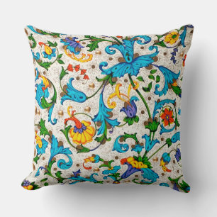 FLORENTINISCHE RENAISSANCE BLAUE BLUMENRANKEN,BLUM KISSEN