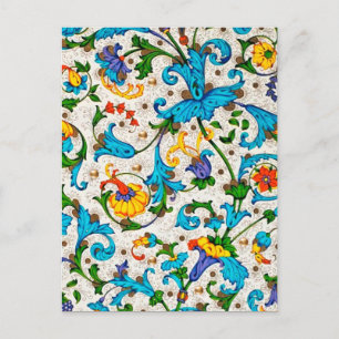 FLORENTINISCHE RENAISSANCE BLAUE BLUMENRANKEN,BLUM POSTKARTE