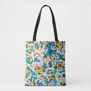 FLORENTINISCHE RENAISSANCE BLAUE BLUMENRANKEN,BLUM TASCHE
