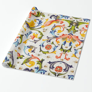 FLORENTINISCHE RENAISSANCE BLUMENRANKEN,BLUMEN GESCHENKPAPIER