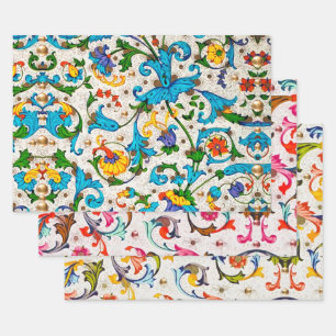 FLORENTINISCHE RENAISSANCE BLUMENRANKEN,BLUMEN GESCHENKPAPIER SET