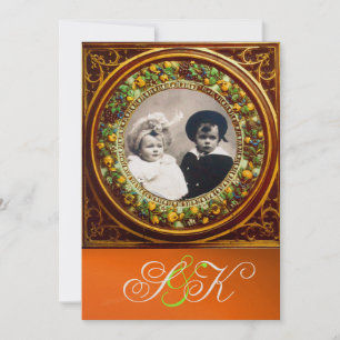 FLORENTINISCHE RENAISSANCE FRÜCHTE DAMAST MONOGRAM EINLADUNG