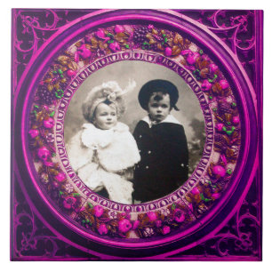 FLORENTINISCHE RENAISSANCE FRÜCHTE ROSA BLUMENKRON FLIESE