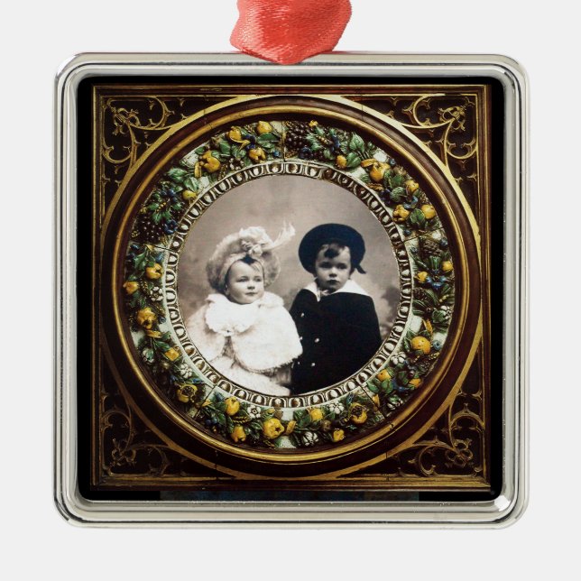 FLORENTINISCHE RENAISSANCE TRÄGT Foto-Schablone Silbernes Ornament (Vorne)