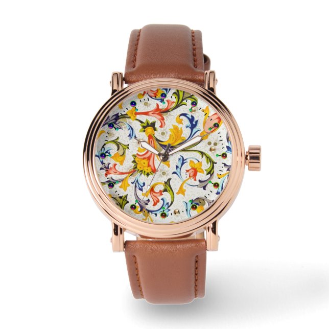 FLORENTINISCHE RENAISSANCE WIRBEL, BLUME ARMBANDUHR (Vorderseite)