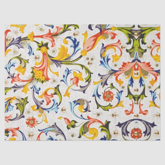 FLORENTINISCHE RENAISSANCE WIRBEL, BLUME SEIDENPAPIER (Vorderseite)