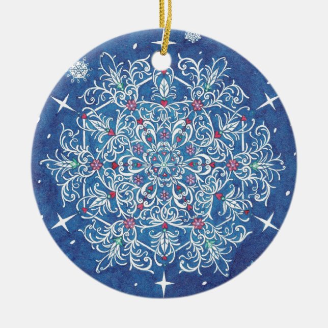 Florentinische Schneeflocke-Verzierung Keramikornament (Vorne)