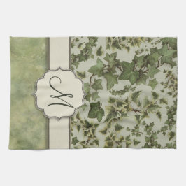 Florentinischer Aquarell-Efeu mit Monogramm Küchentuch