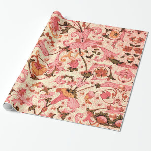 FLORENTINISCHER RENAISSANCE-PINK BLUMEN-SWIRL, BLU GESCHENKPAPIER