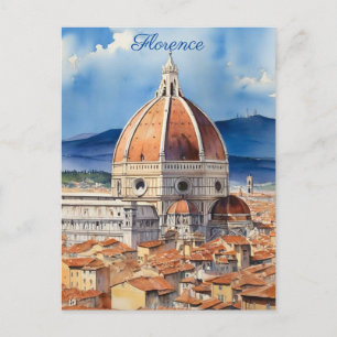 Florenz Blick   il Duomo   Aquarell  Postkarte