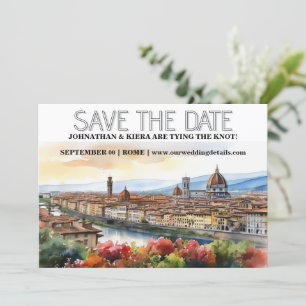 Florenz City Skyline Aquarell bearbeitbares Foto Einladung
