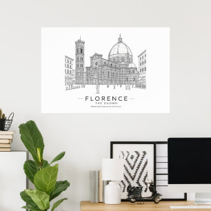 Florenz Duomo Renaissance Linienkunst Poster