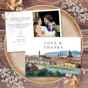 Florenz Italien Aquarell Hochzeitsfoto Dankeskarte