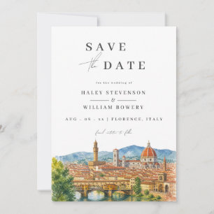 Florenz Italien Aquarell Skyline Reiseziel Save The Date