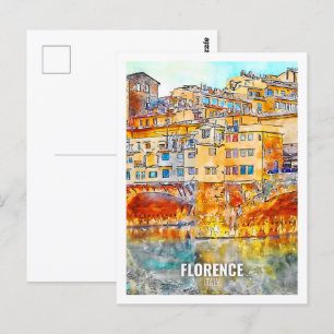 Florenz Italien Berühmte Reise Aquarell-Skizze Postkarte
