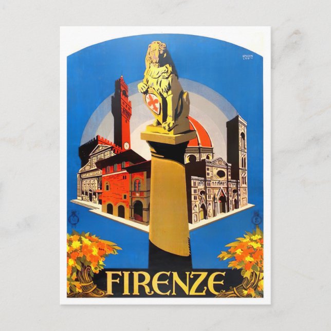 Florenz Italien Jahrgang Reise Postkarte (Vorderseite)