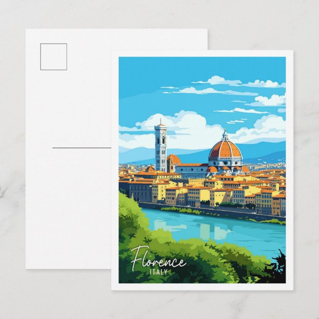 Florenz Italien Kunst Vintage Reise Illustration Postkarte (Vorne/Hinten)