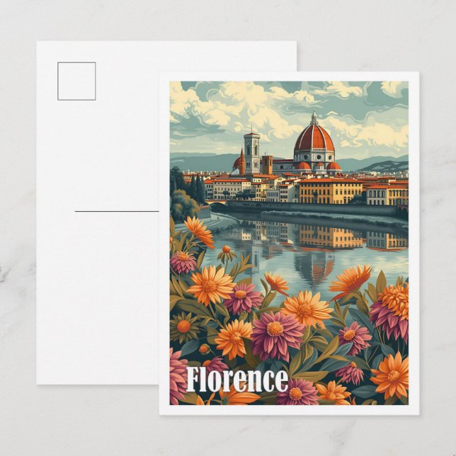 Florenz Italien Kunstreise Illustration Postkarte (Vorne/Hinten)