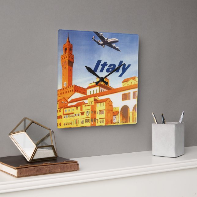 Florenz Italien Ponte Vecchio Bridge Quadratische Wanduhr (Büro)