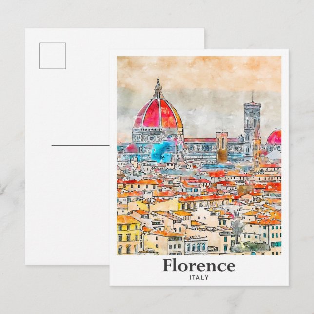 Florenz Italien Reisen Wasserfarben Sketch Hand ge Postkarte (Vorne/Hinten)