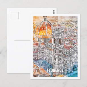 Florenz Italien Reiseort Wasserfarbe Postkarte