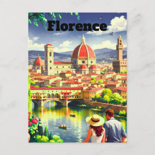 Florenz Italien Reiseplakat – Aquarell Stadtansich Postkarte