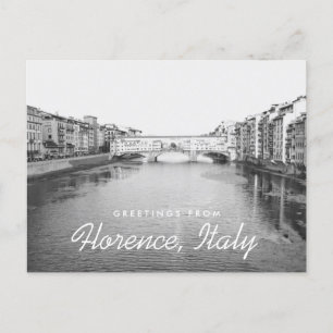 Florenz Italien Schwarz & Weiß Brücke Ponte Vecchi Postkarte