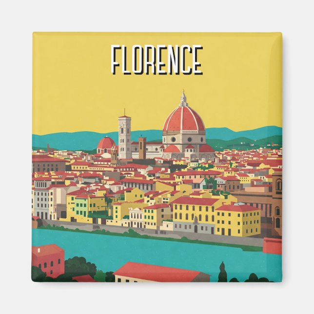 Florenz Italien Skyline Reisen Abstrakte Kunst Magnet (Vorne)