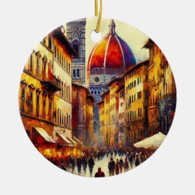 Florenz, Italien Straße mit Duomo-Malerei Keramik Ornament (Vorne)