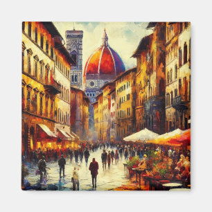 Florenz, Italien Straße mit Duomo-Malerei Magnet