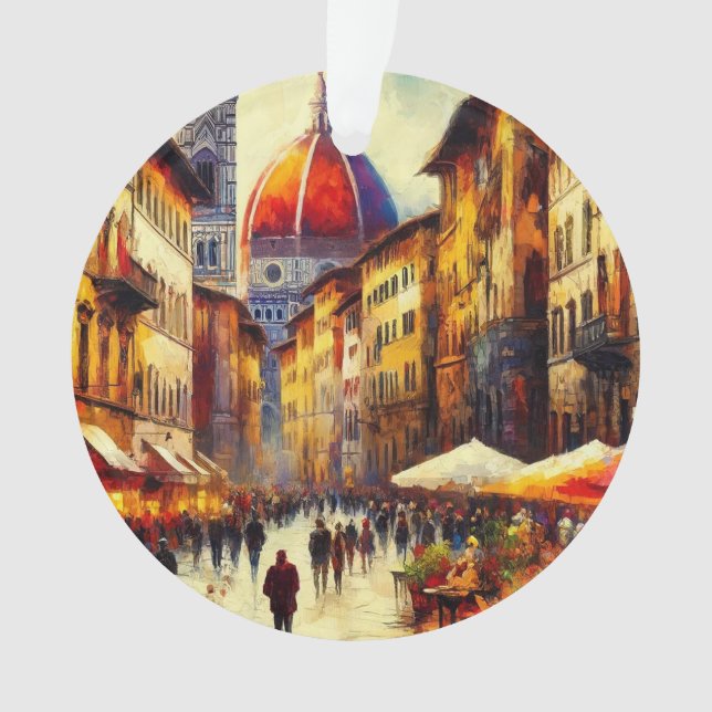 Florenz, Italien Straße mit Duomo-Malerei Ornament (Vorderseite)