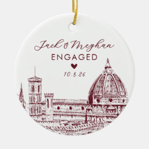 Florenz Italien Verlobt Duomo Skizze Benutzerdefin Keramik Ornament